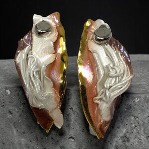 Vintage Lacombe 1988 Handmade Ceramic Earrings Studio Art Wearable Art